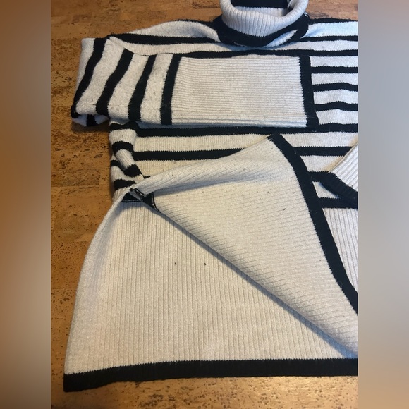 Oak + Fort Striped Black and White Turtleneck Sweater - Picture 9 of 10